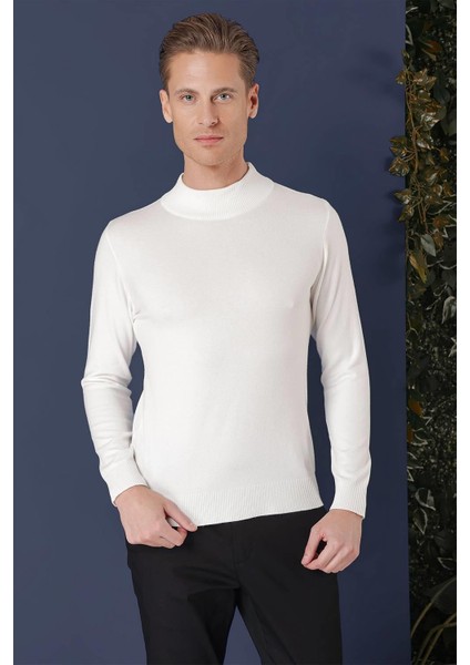 Tr 863 Slim Fit Ekru Klasik Triko