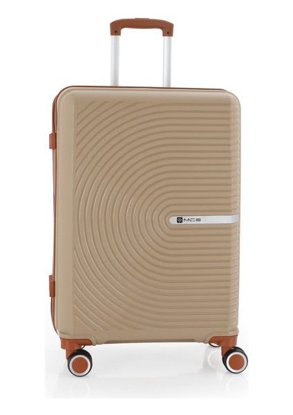 V374 Ultra Hafif Plastik Materyal Polipropilen Orta Boy Valiz - Şampanya Kahve