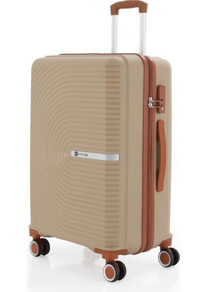 V374 Ultra Hafif Plastik Materyal Polipropilen Orta Boy Valiz - Şampanya Kahve modelleri