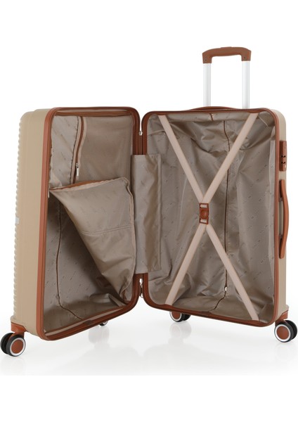 V374 Ultra Hafif Plastik Materyal Polipropilen Orta Boy Valiz - Şampanya Kahve fırsatları