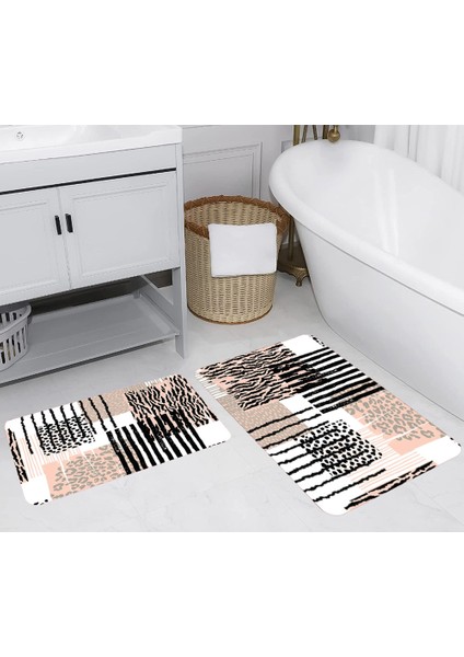 Dijital Baskı Modern Banyo Halısı Ikili Banyo Paspası LNA5238 100X60+60X50 cm