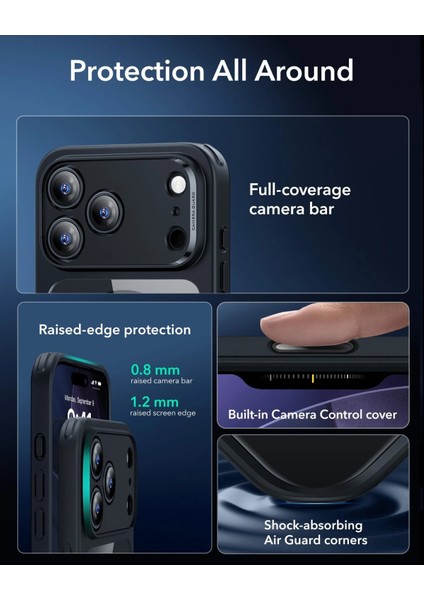 Apple iPhone 17 Pro Classic Hybrid Kamera Kontrol Koruma Butonlu Magsafe Kapak Kılıf modelleri