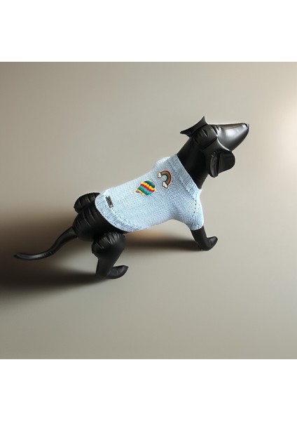 Köpek Için Gökkuşağı Balonu Açık Mavi Kazak modelleri