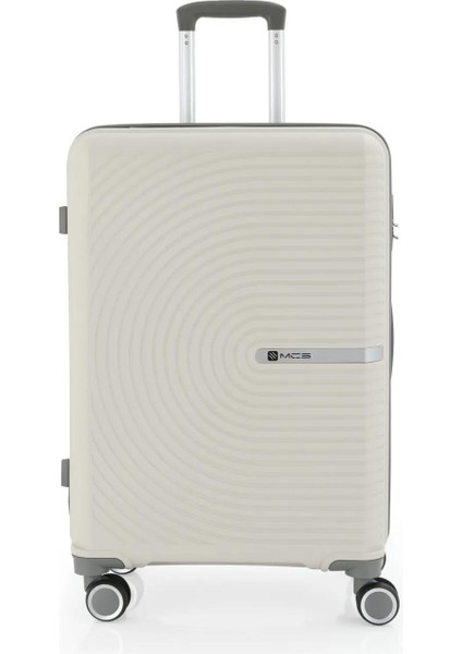 V374 Ultra Hafif Plastik Materyal Polipropilen Orta Boy Valiz - Kemik Gri