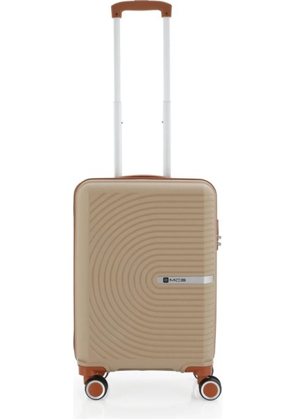 V374 Ultra Hafif Plastik Materyal Polipropilen Kabin Boy Valiz - Şampanya Kahve