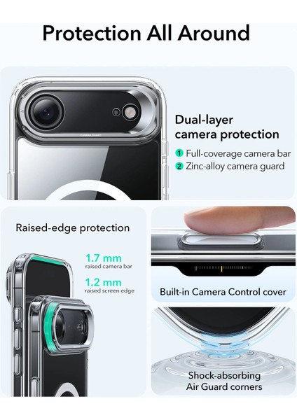 Apple iPhone 17 Air Classic Hybrid Kamera Kontrol Koruma Butonlu Magsafe Standlı Kapak Kılıf fırsatları