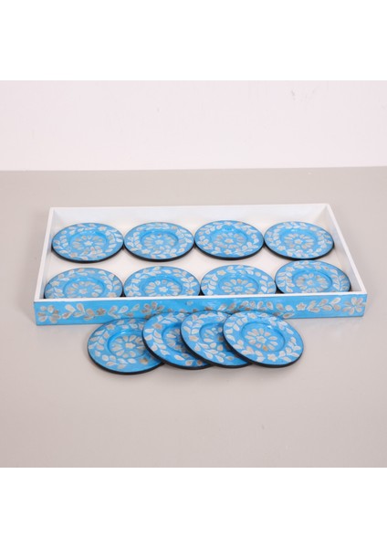Mylamp Pure Sedefli 45X25X4 Cm. Tepsi ve 12 Li Sedefli Çay Tabağı