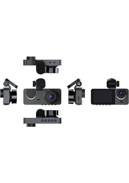 Y15 Full Hd 1080P 3 Kameralı Araç Içi Dvr Kamera | Geri Görüş Desteği,gece Görüş,g-Sensör, 2.0”ekran
