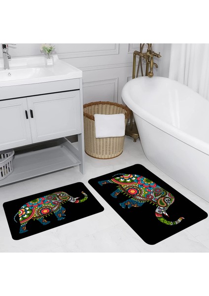 Dijital Baskı Modern Banyo Halısı Ikili Banyo Paspası LNA5153 100X60+60X50 cm