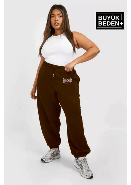 Kadın Büyük Beden Paça Lastikli Buyuk Brooklyn Baskılı Ince Eşofman Altı SPR24BEAK49 fiyatları