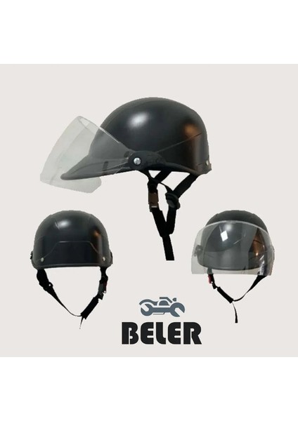 Siyah Camlı Jokey Kask Motosiklet ve Scooter Kaskı