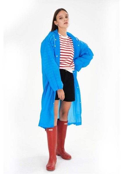 Kadın Erkek Yağmurluk Kapüşonlu Çıtçıtlı Eva Mavi Yağmurluk BYMMRC881R08 fırsatları