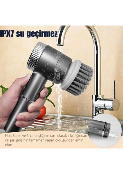 2400RPM Hızlı Dijital Ekranlı 1200MAH Şarjlı 5 Başlıklı Çok Amaçlı Temizlik Fırça Seti, Mutfak, Banyo El Fırçası indirimleri