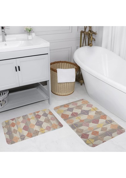 Dijital Baskı Modern Banyo Halısı Ikili Banyo Paspası LNA5118 100X60+60X50 cm