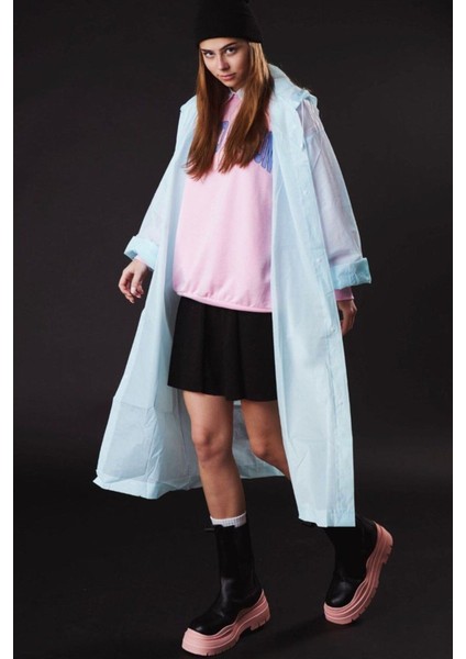 Kadın Erkek Yağmurluk Kapüşonlu Çıtçıtlı Eva Su Yeşili Yağmurluk BYMMRC881R10 modelleri