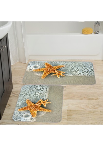 Dijital Baskı Modern Banyo Halısı Ikili Banyo Paspası LNA5004 100X60+60X50 cm