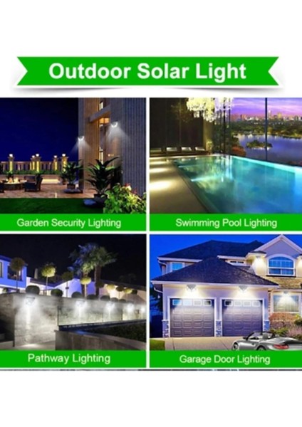 Güneş Enerjili Bahçe Lambası 100 LED 4'lü Paket Bahçe Aplik Bahçe Lambası Bahçe Aydınlatma