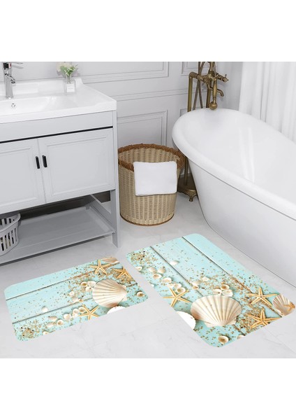 Dijital Baskı Modern Banyo Halısı Ikili Banyo Paspası LNA5013 100X60+60X50 cm