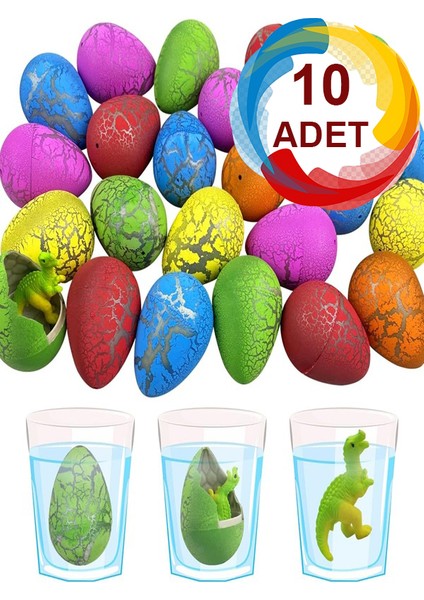 10 Adet Oyuncak Dinozor Yumurtası Islanınca Çatlayan Büyüyen Oyuncak Büyük Boy 5x4 cm