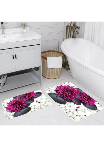 Dijital Baskı Modern Banyo Halısı Ikili Banyo Paspası LNA5035 100X60+60X50 cm