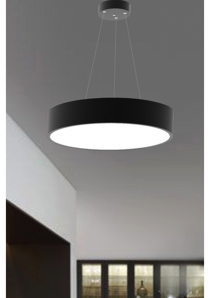 Drum 40CM (Siyah Kasa, Beyaz Işık) Ledli Modern LED Avize, Salon, Mutfak, Oturma Yatak Odası, Sarkıt fiyatları