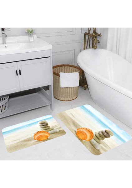 Dijital Baskı Modern Banyo Halısı Ikili Banyo Paspası LNA5032 100X60+60X50 cm