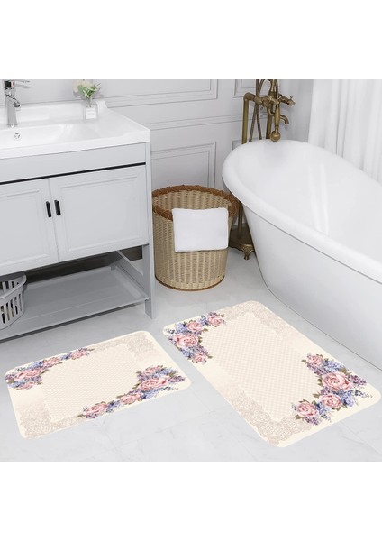 Dijital Baskı Modern Banyo Halısı Ikili Banyo Paspası LNA5062 100X60+60X50 cm