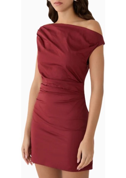 Mini Phare Dress, Fırfırlı Mini Elbise, Omuzdan Düşük Yaka, Günlük ve Gece fırsatları