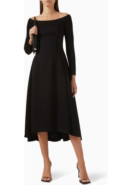 Şıklık ve Rahatlık: Mimosa Off-Shoulder Midi Dress - A-Line Silüet, Umi Kumaş fiyatları