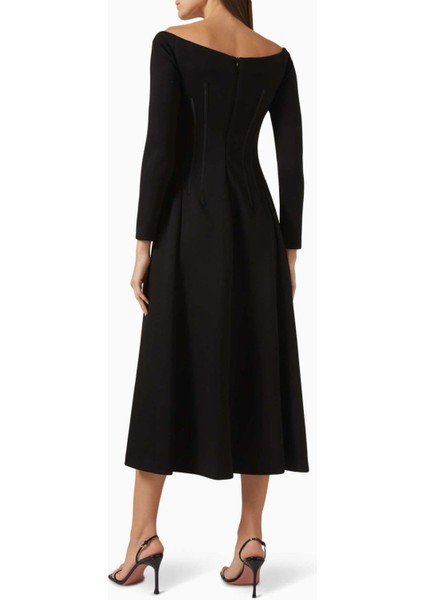 Şıklık ve Rahatlık: Mimosa Off-Shoulder Midi Dress - A-Line Silüet, Umi Kumaş modelleri