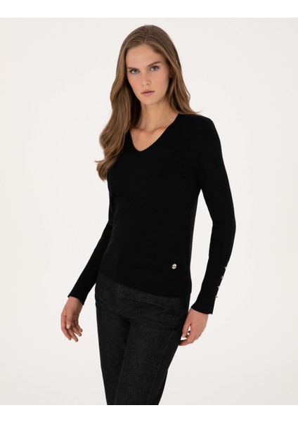 Kadın Siyah Slim Fit Basic Kazak 50310915-VR046 modelleri