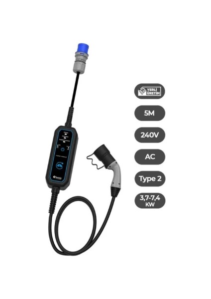 3,7 - 7,4 Kw Mono Mobil Araç Şarj Aleti - 5 Metre fiyatları