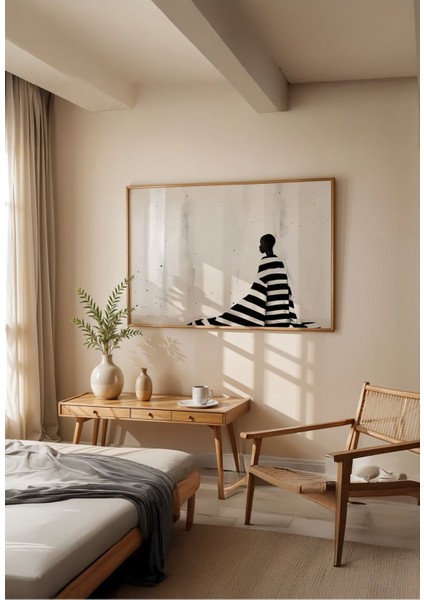 Silent Form - Doğal Ahşap Çerçeveli Tablo - Minimalist Figüratif Poster fiyatları