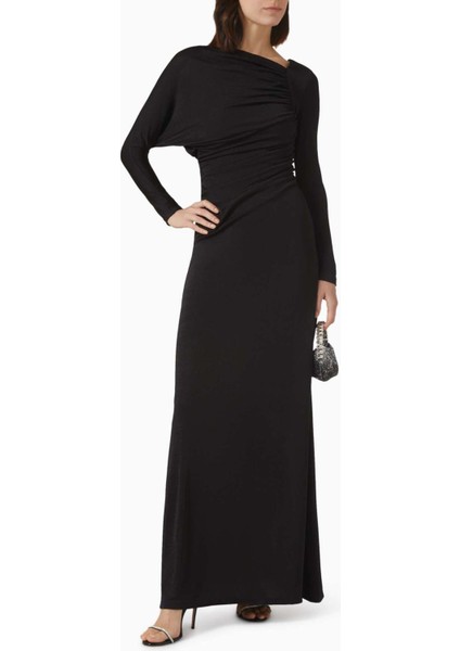 Daphne Maxi Elbise - Asimetrik Yaka, Uzun Kollu, Şık ve Zarif Tasarım fiyatları