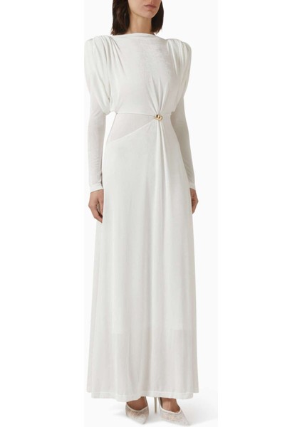 Diva Maxi Elbise - Puffed Sleeves, Twinkle Knit, U-Cut Back, Şıklığı Yansıtan Tasarım