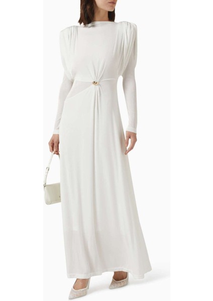 Diva Maxi Elbise - Puffed Sleeves, Twinkle Knit, U-Cut Back, Şıklığı Yansıtan Tasarım fiyatları