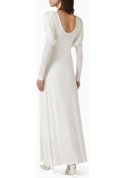 Diva Maxi Elbise - Puffed Sleeves, Twinkle Knit, U-Cut Back, Şıklığı Yansıtan Tasarım modelleri