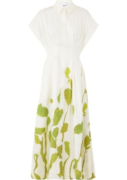 Wedmore Midi Elbise Kısa Kollu Zarif Viskon Keten Karışımlı Şık Tasarım Elbise fırsatları