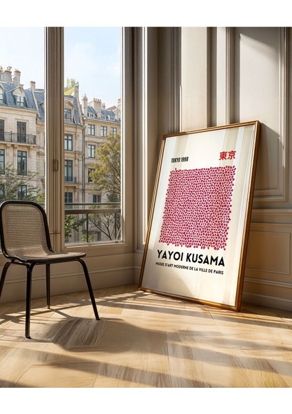 Kusama Tokyo 1998 Nokta Ağı - Doğal Ahşap Çerçeveli Tablo - İllüstrasyon Poster - Curated By Push indirimleri