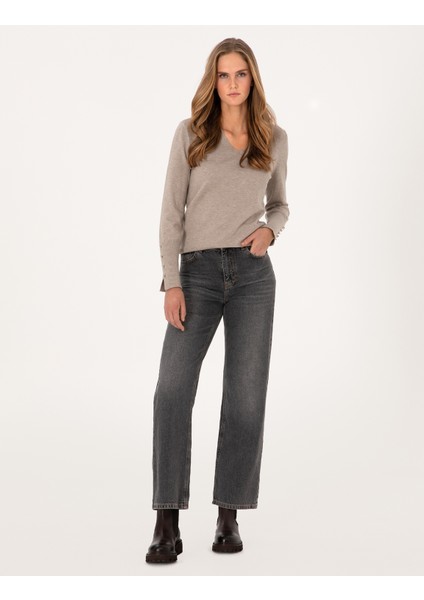 Kadın Vizon Slim Fit Basic Kazak 50310915-VR052 fırsatları