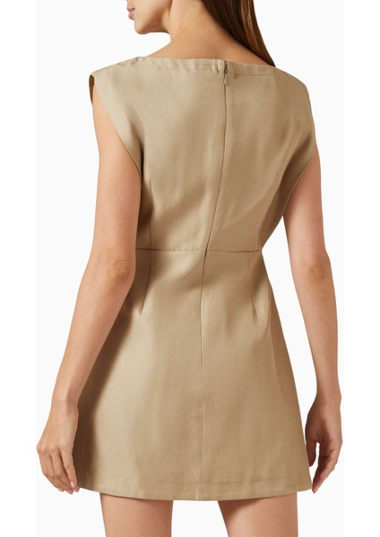 Bej Cinderford Mini Elbise - Viskoz Karışımı - Yüksek Kalite Kumaş ile Şıklık modelleri