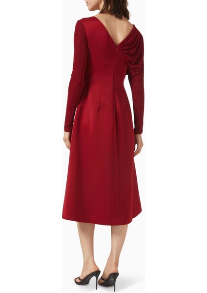 Asimetrik Midi Elbise Uzun Kollu modelleri