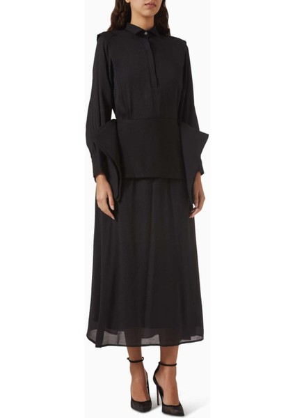 Ophelia Kemerli Elbise - Crinkle Chiffon Crepe, Şık ve Rahat Tasarım