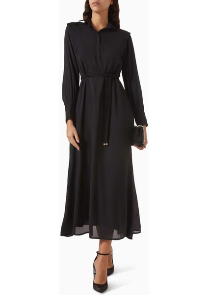 Ophelia Kemerli Elbise - Crinkle Chiffon Crepe, Şık ve Rahat Tasarım fırsatları