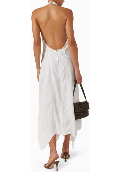 Stella Midi Elbise - Beyaz - Keten Karışımı Kumaş ile Şık Tasarım fiyatları