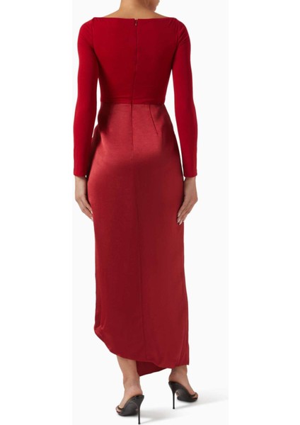Drape Maxi Elbise - Dikkat Çekici Doku, Yüksek Yırtmaç & V-Yırtmaçlı Bel modelleri