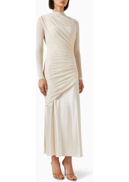 Rhodehill Midi Elbise - Beyaz - %92 Polyester, %8 Elastan, %75 Asetat, %25 Polyester Içerikli