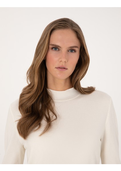 Kadın Ekru Slim Fit Basic Kazak 50310887-VR019 fiyatları