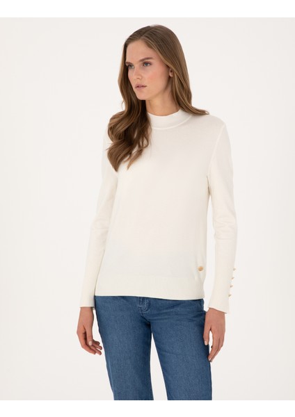 Kadın Ekru Slim Fit Basic Kazak 50310887-VR019 modelleri