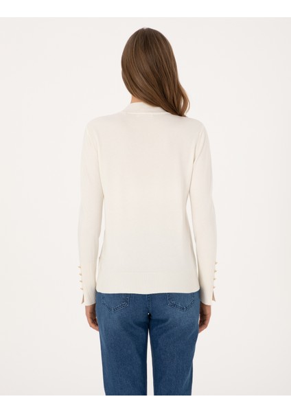 Kadın Ekru Slim Fit Basic Kazak 50310887-VR019 indirimleri